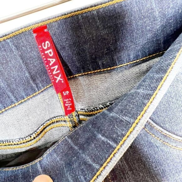 Spanx Womens Blue Medium Wash Distressed Pull On Denim Skinny Jeans Size S - Picture 4 of 7